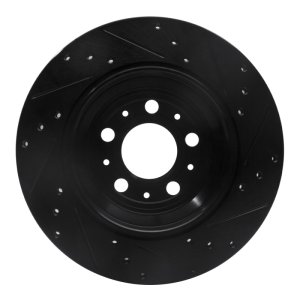 Volvo XC90 Brake Rotor (1) - Rear Left - R1 Concepts - Drilled & Slotted - Black - `03-`14